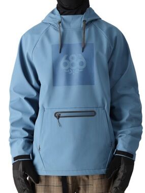 686 Men's Slate Blue Hooded Snow Pullover Jacket